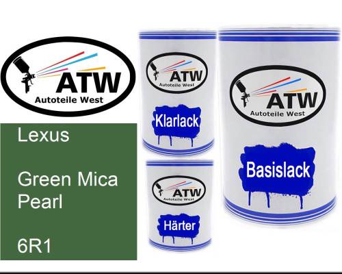 Lexus, Green Mica Pearl, 6R1: 500ml Lackdose + 500ml Klarlack + 250ml Härter - Set, von ATW Autoteile West.